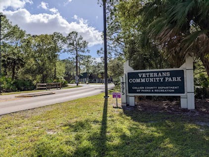 Entrance to Veterans Community Park in Naples, FL